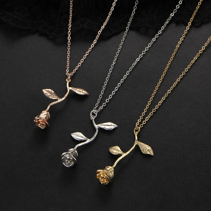Rose Flower Pendant Necklace