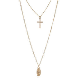Crucifix 2 Layered Pendant Necklace