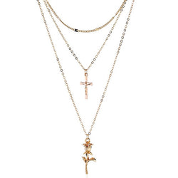 Boho Romantic Rose Cross Elegant Necklace
