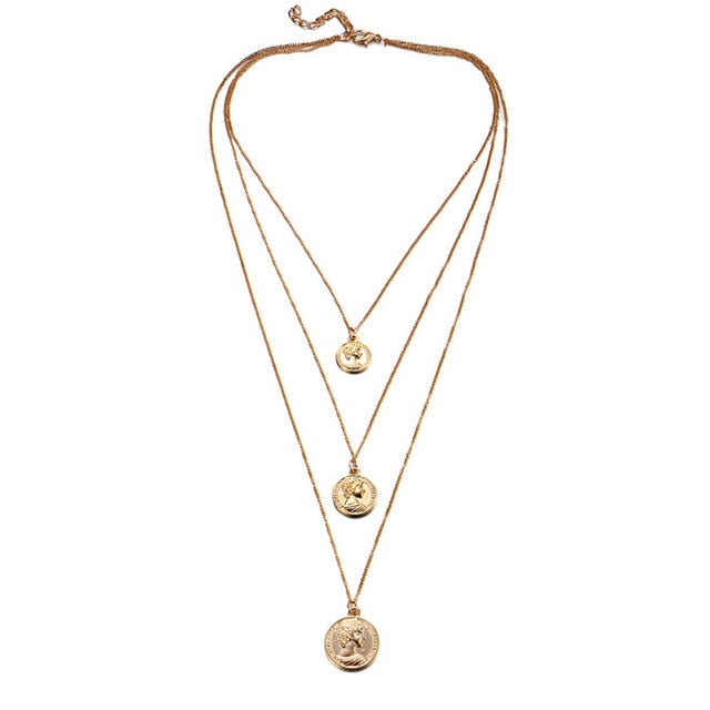 Vintage Carved Coin Necklace