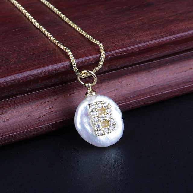 Freshwater Pearl Initial Necklace