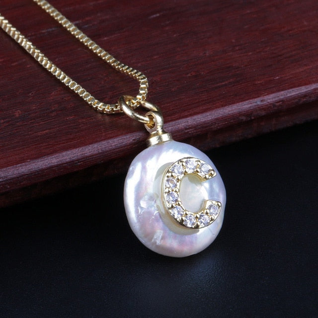 Freshwater Pearl Initial Necklace