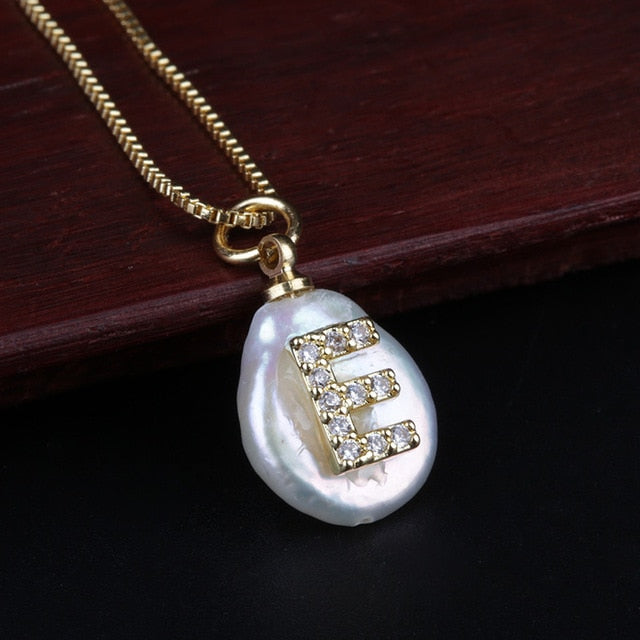 Freshwater Pearl Initial Necklace