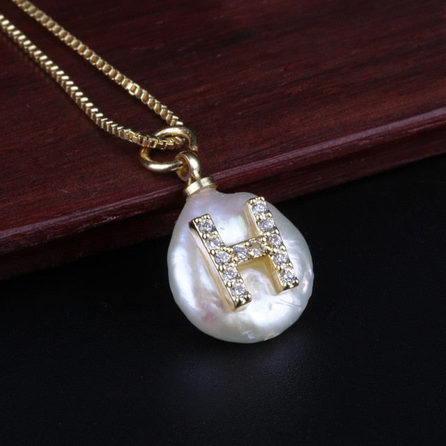Freshwater Pearl Initial Necklace