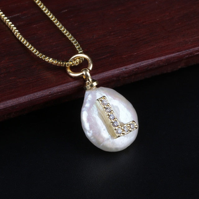 Freshwater Pearl Initial Necklace