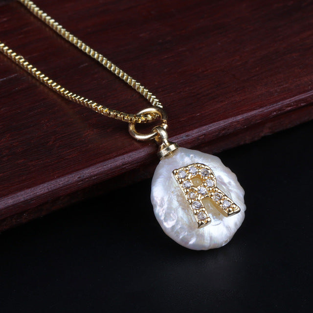 Freshwater Pearl Initial Necklace
