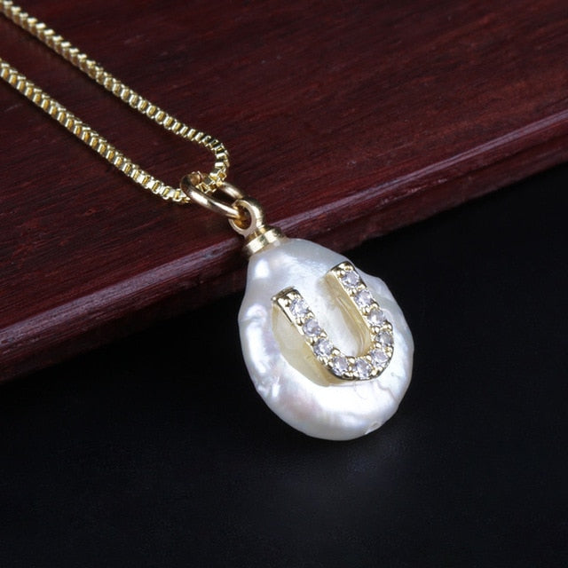 Freshwater Pearl Initial Necklace