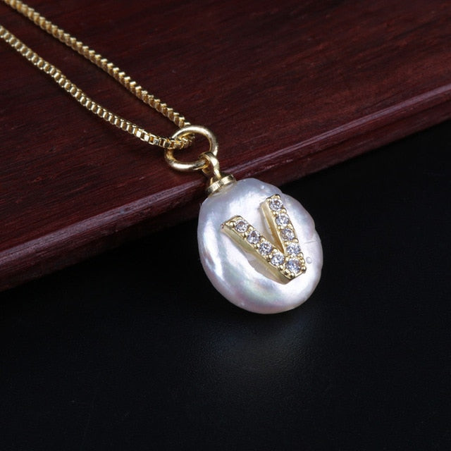 Freshwater Pearl Initial Necklace