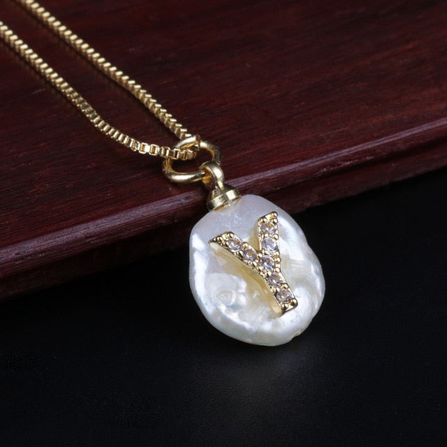 Freshwater Pearl Initial Necklace